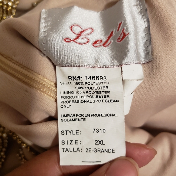 PARTY GOLD LONG DRESS WITH RHINESTONE SIZE 2XL - Picture 16 of 16